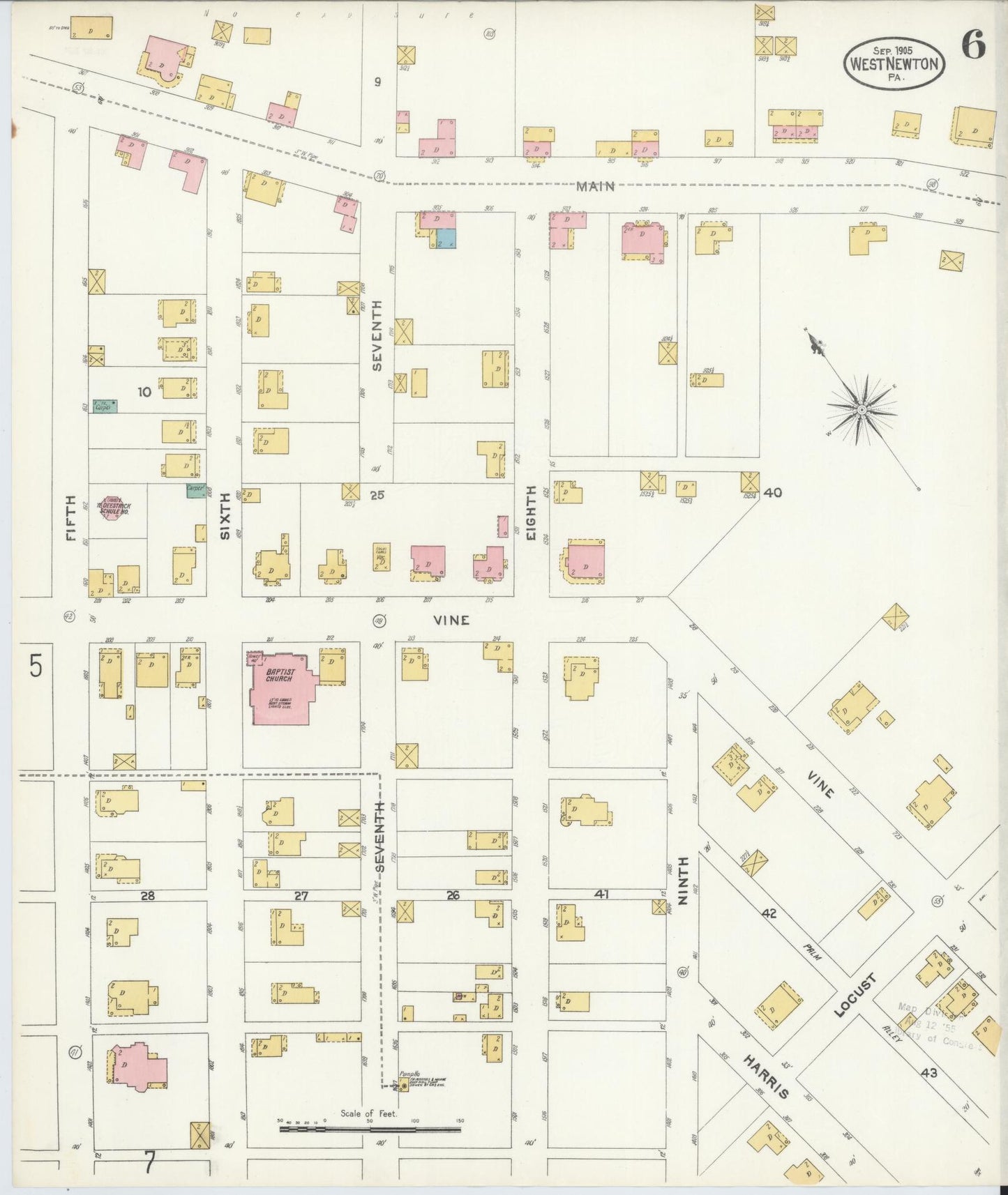 Sanborn Fire Insurance Map from West Newton, Westmoreland County, Pennsylvania (1905), Sheet #0006 - Complete Map Set gallery image, historic Sanborn map, vintage wall art, Pennsylvania Pennsylvania