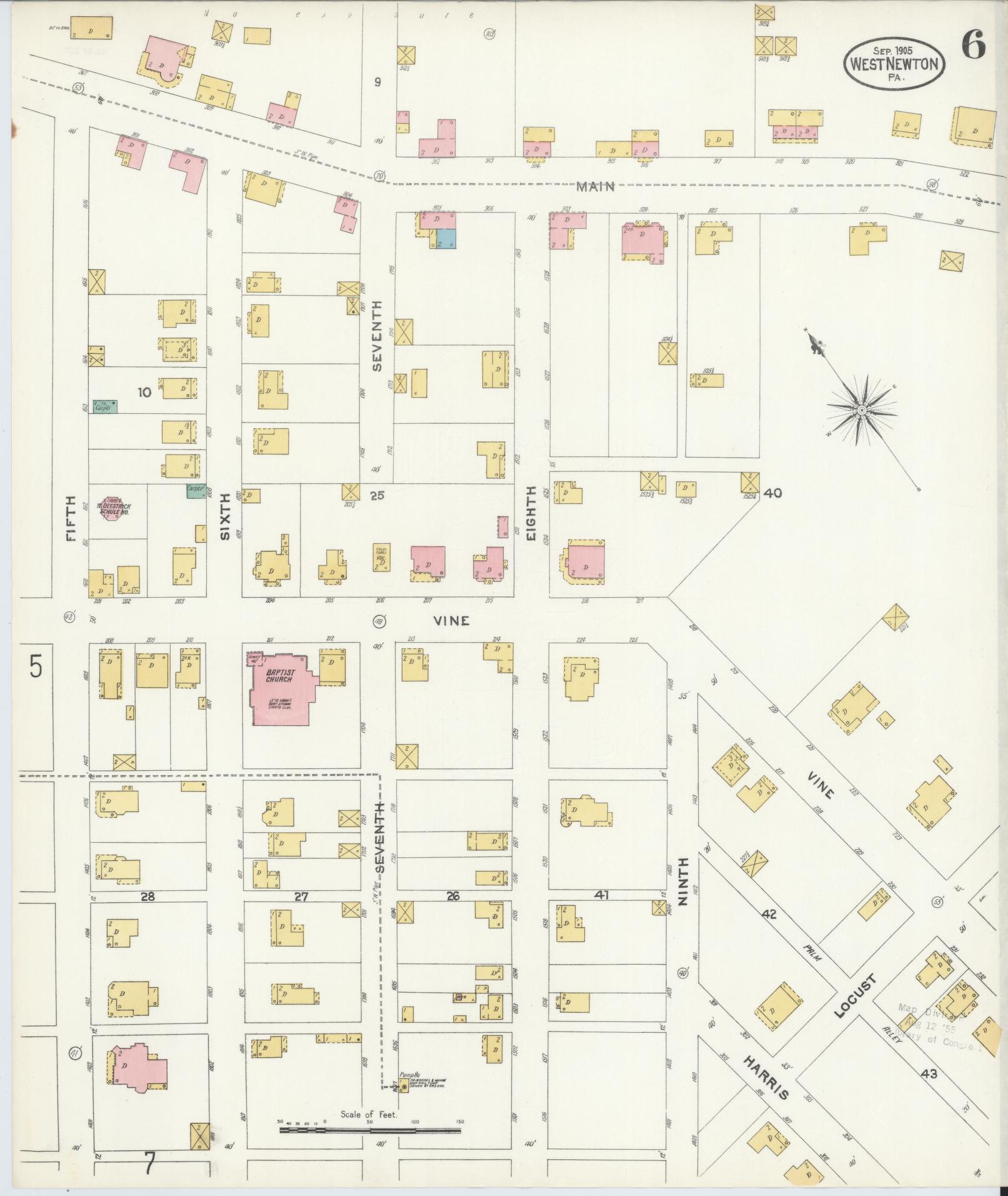 Sanborn Fire Insurance Map from West Newton, Westmoreland County, Pennsylvania (1905), Sheet #0006 - Complete Map Set gallery image, historic Sanborn map, vintage wall art, Pennsylvania Pennsylvania