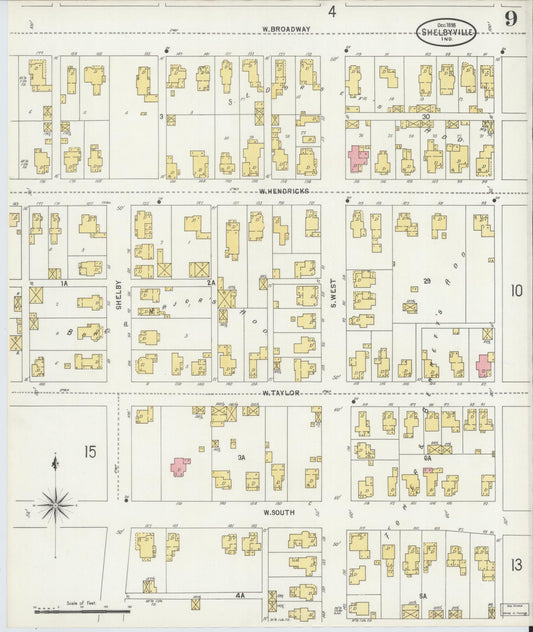 Sanborn Fire Insurance Map from Shelbyville, Shelby County, Indiana (1898), Sheet #0009 - Historic Sanborn Fire Insurance Map Print, vintage old map wall art, antique decor, genealogy gift, Indiana Indiana map
