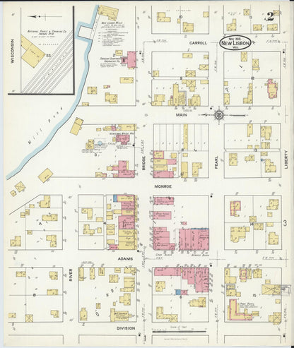 Sanborn Fire Insurance Map from New Lisbon, Juneau County, Wisconsin (1916), Sheet #0002 - Complete Map Set gallery image, historic Sanborn map, vintage wall art, Wisconsin Wisconsin