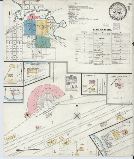 Sanborn Fire Insurance Map from Minot, Ward County, North Dakota (1904), Sheet #0001 - Historic Sanborn Fire Insurance Map Print, vintage old map wall art, antique decor, genealogy gift, North Dakota North Dakota map