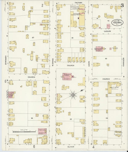 Sanborn Fire Insurance Map from Rahway, Union County, New Jersey (1908), Sheet #0003 - Complete Map Set gallery image, historic Sanborn map, vintage wall art, New Jersey New Jersey