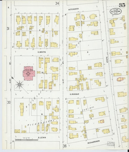 Sanborn Fire Insurance Map from Alpena, Alpena County, Michigan (1901), Sheet #0035 - Complete Map Set gallery image, historic Sanborn map, vintage wall art, Michigan Michigan