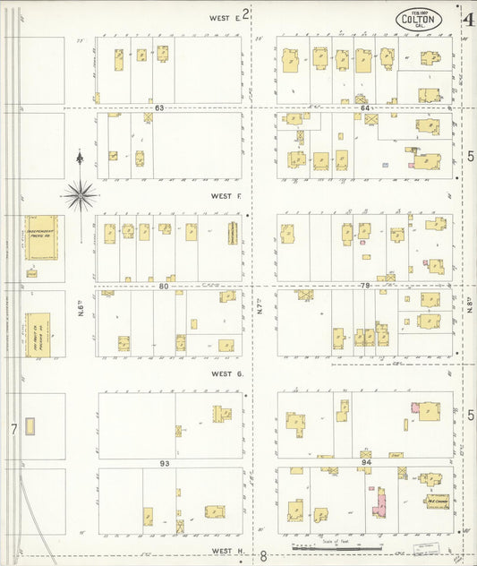 Sanborn Fire Insurance Map from Colton, San Bernardino County, California (1907), Sheet #0004 - Historic Sanborn Fire Insurance Map Print, vintage old map wall art, antique decor, genealogy gift, California California map