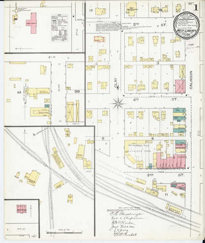 Sanborn Fire Insurance Map from West Liberty, Muscatine County, Iowa (1893), Sheet #0001 - Historic Sanborn Fire Insurance Map Print, vintage old map wall art