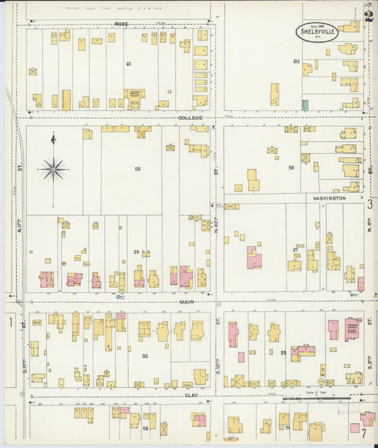 Sanborn Fire Insurance Map from Shelbyville, Shelby County, Kentucky (1903), Sheet #0002 - Historic Sanborn Fire Insurance Map Print, vintage old map wall art, antique decor, genealogy gift, Kentucky Kentucky map