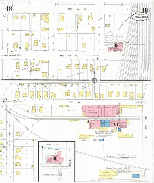 Sanborn Fire Insurance Map from Oskaloosa, Mahaska County, Iowa (1927), Sheet #0018 - Historic Sanborn Fire Insurance Map Print, vintage old map wall art
