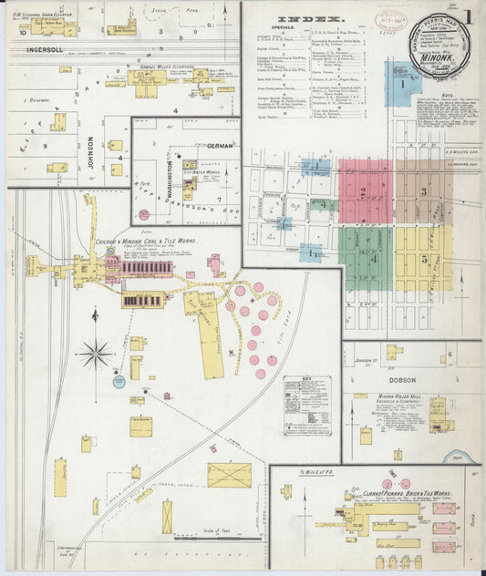 Sanborn Fire Insurance Map from Minonk, Woodford County, Illinois (1899), Sheet #0001 - Complete Map Set gallery image, historic Sanborn map, vintage wall art, Illinois Illinois