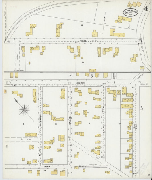 Sanborn Fire Insurance Map from Groveton, Coos County, New Hampshire (1905), Sheet #0004 - Historic Sanborn Fire Insurance Map Print, vintage old map wall art, antique decor, genealogy gift, New Hampshire New Hampshire map