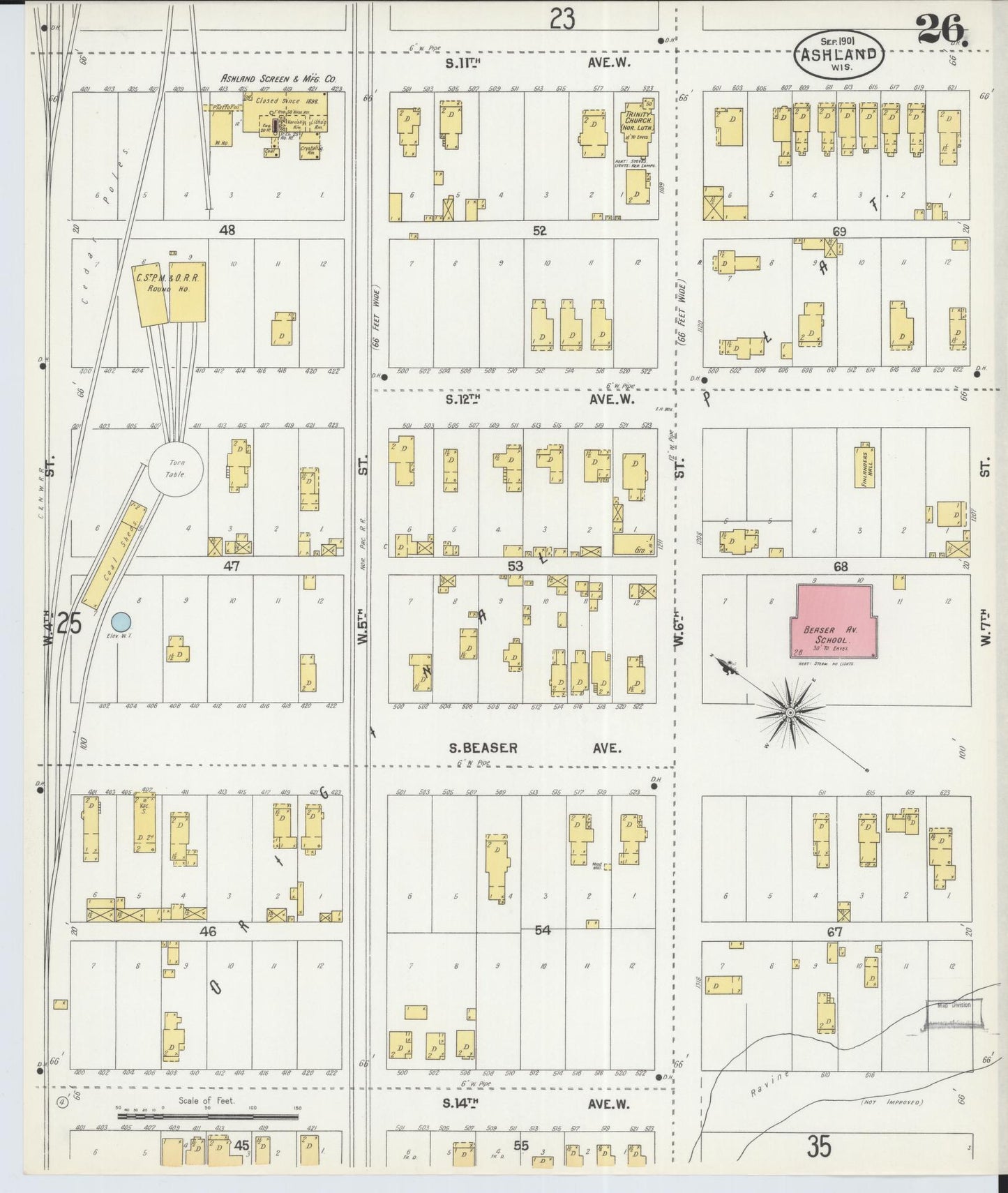 Sanborn Fire Insurance Map from Ashland, Ashland County, Wisconsin (1901), Sheet #0026 - Complete Map Set gallery image, historic Sanborn map, vintage wall art, Wisconsin Wisconsin
