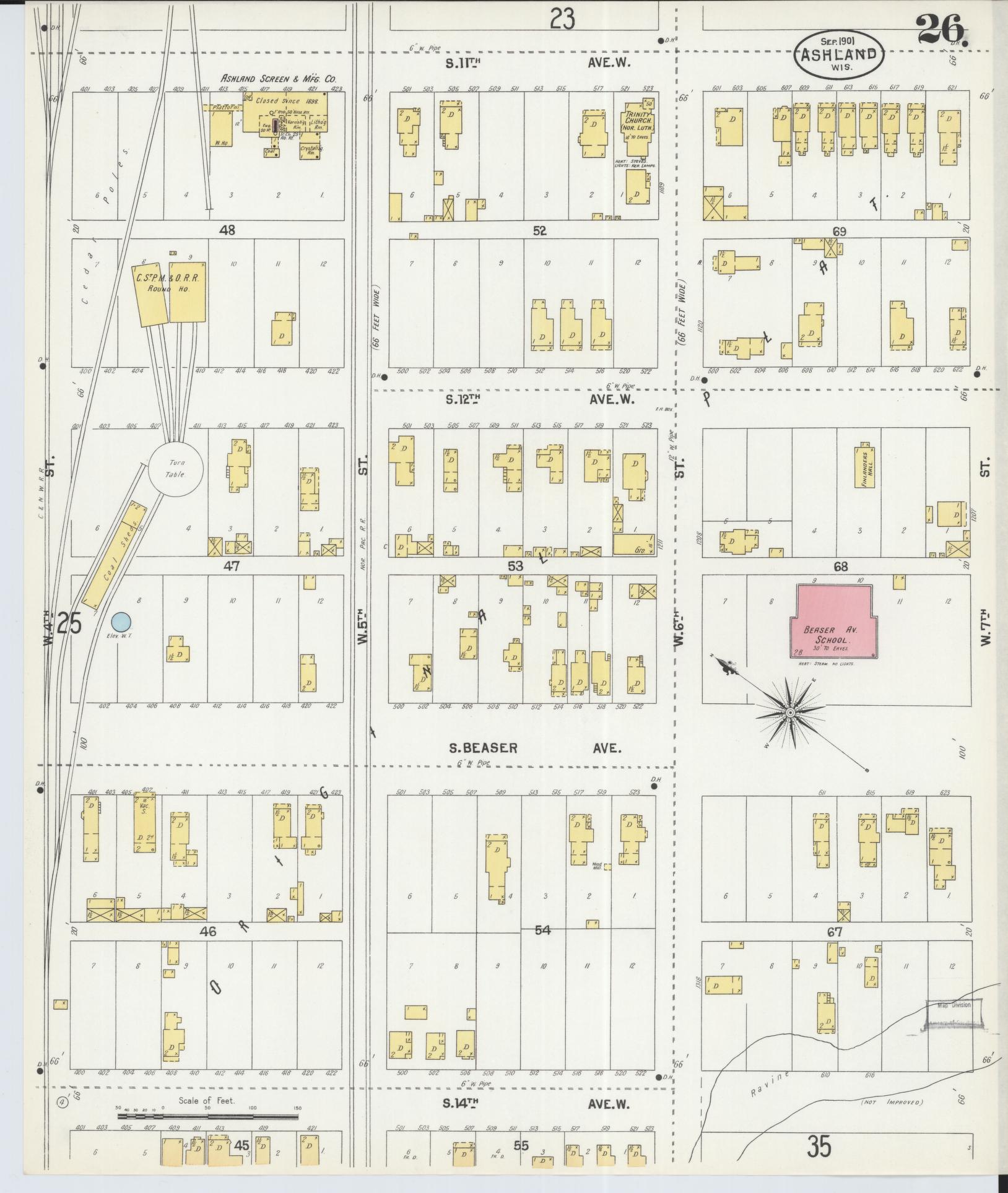 Sanborn Fire Insurance Map from Ashland, Ashland County, Wisconsin (1901), Sheet #0026 - Complete Map Set gallery image, historic Sanborn map, vintage wall art, Wisconsin Wisconsin