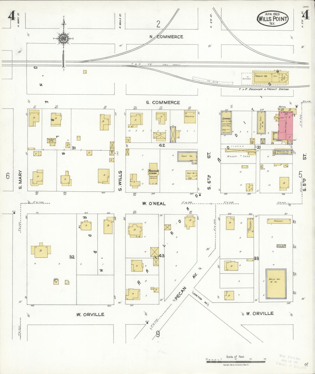 Sanborn Fire Insurance Map from Wills Point, Van Zandt County, Texas (1923), Sheet #0004 - Complete Map Set gallery image, historic Sanborn map, vintage wall art, Texas Texas