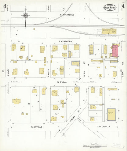 Sanborn Fire Insurance Map from Wills Point, Van Zandt County, Texas (1923), Sheet #0004 - Complete Map Set gallery image, historic Sanborn map, vintage wall art, Texas Texas
