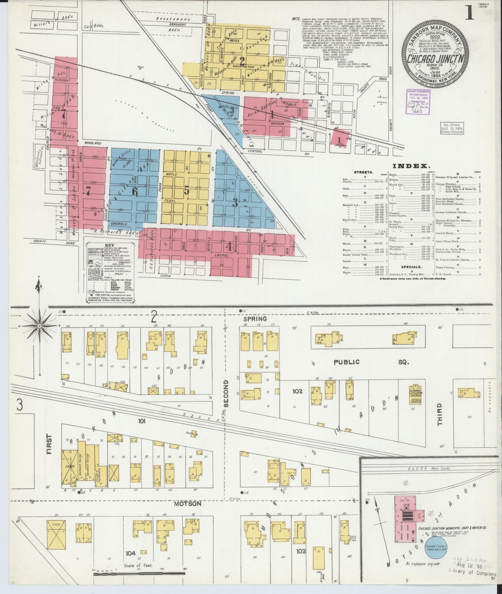 Sanborn Fire Insurance Map from Chicago Junction, Huron County, Ohio (1904), Sheet #0001 - Historic Sanborn Fire Insurance Map Print, vintage old map wall art, antique decor, genealogy gift, Ohio Ohio map