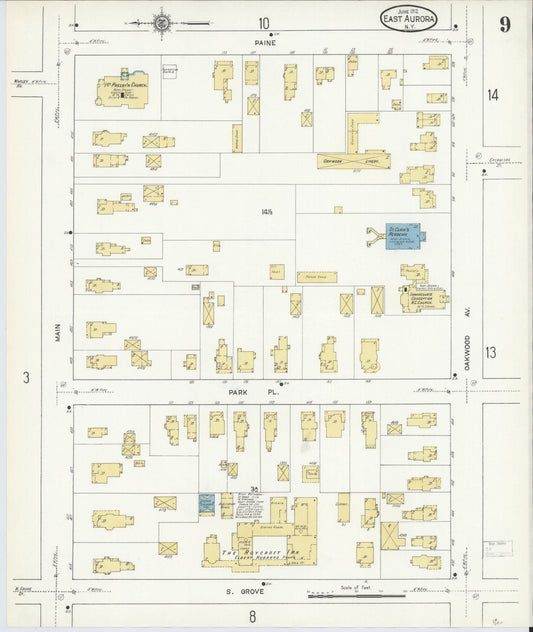 Sanborn Fire Insurance Map from East Aurora, Erie County, New York (1912), Sheet #0009 - Historic Sanborn Fire Insurance Map Print, vintage old map wall art, antique decor, genealogy gift, New York New York map