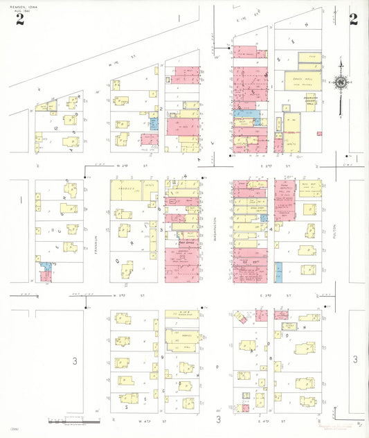 Sanborn Fire Insurance Map from Remsen, Plymouth County, Iowa (1941), Sheet #0002 - Historic Sanborn Fire Insurance Map Print, vintage old map wall art