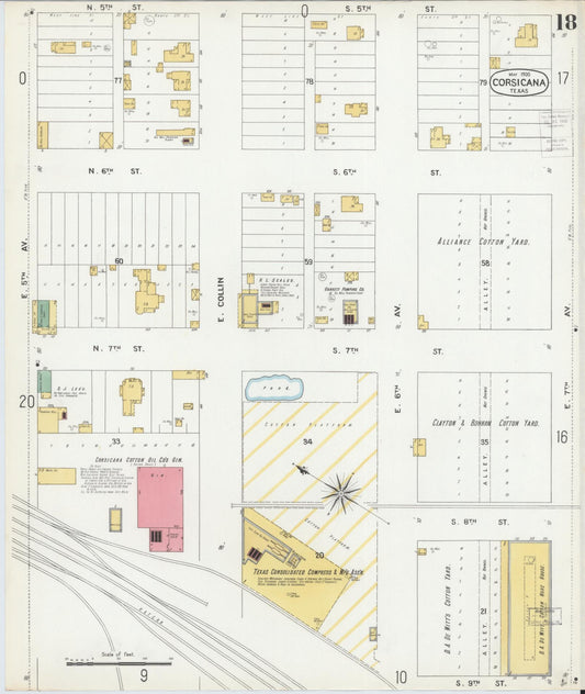 Sanborn Fire Insurance Map from Corsicana, Navarro County, Texas (1900), Sheet #0018 - Historic Sanborn Fire Insurance Map Print, vintage old map wall art, antique decor, genealogy gift, Texas Texas map
