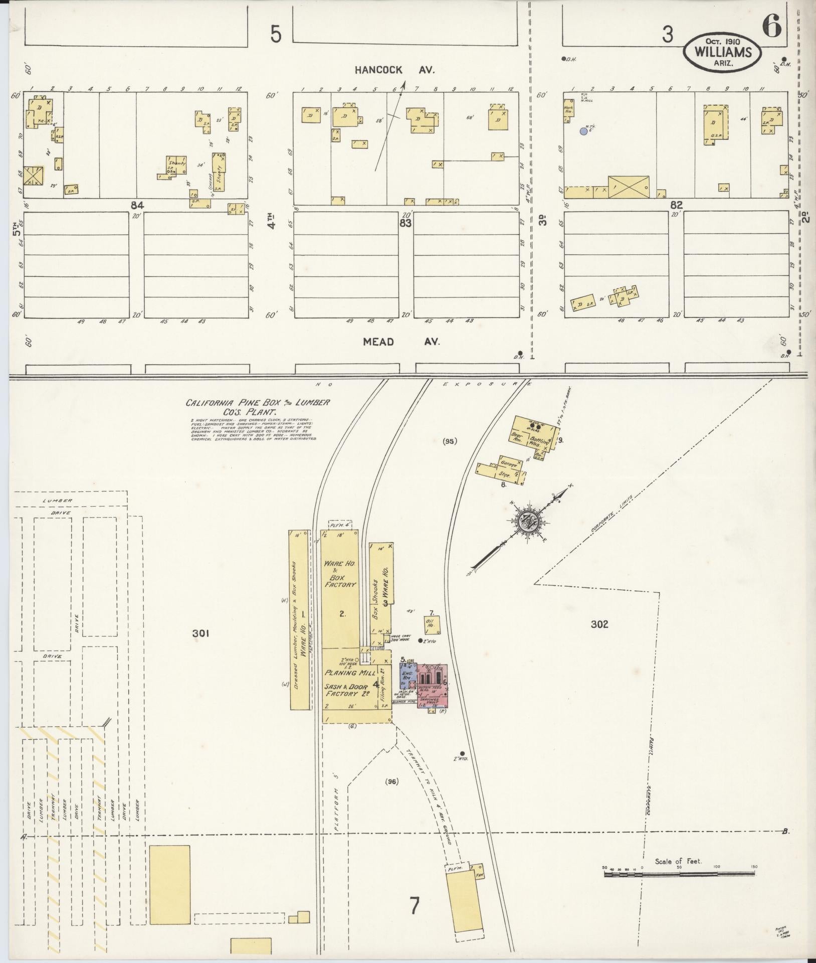 Sanborn Fire Insurance Map from Williams, Coconino County, Arizona (1910), Sheet #0006 - Complete Map Set gallery image, historic Sanborn map, vintage wall art, Arizona Arizona