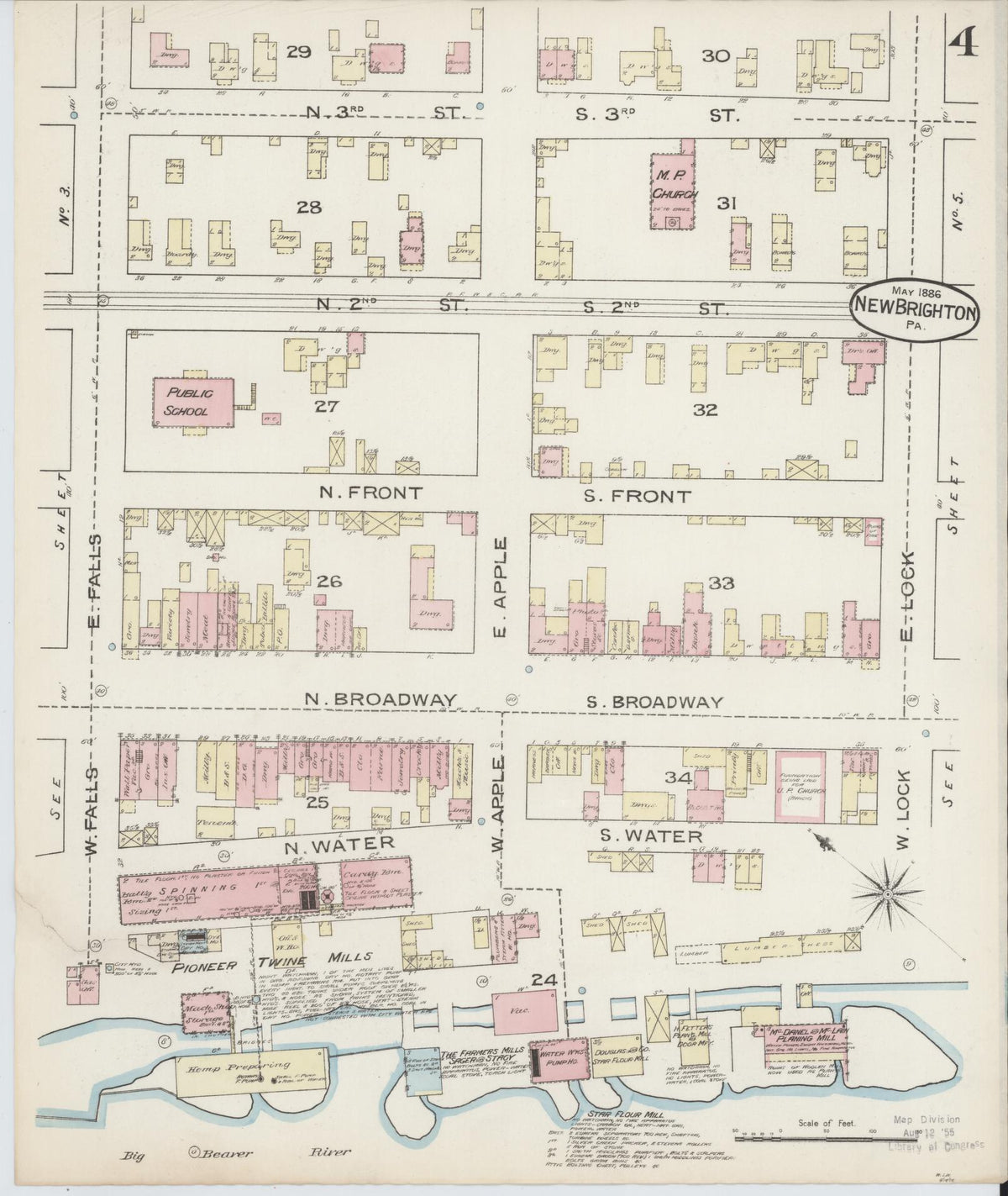Sanborn Fire Insurance Map from New Brighton, Beaver County, Pennsylvania (1886), Sheet #0004 - Complete Map Set gallery image, historic Sanborn map, vintage wall art, Pennsylvania Pennsylvania