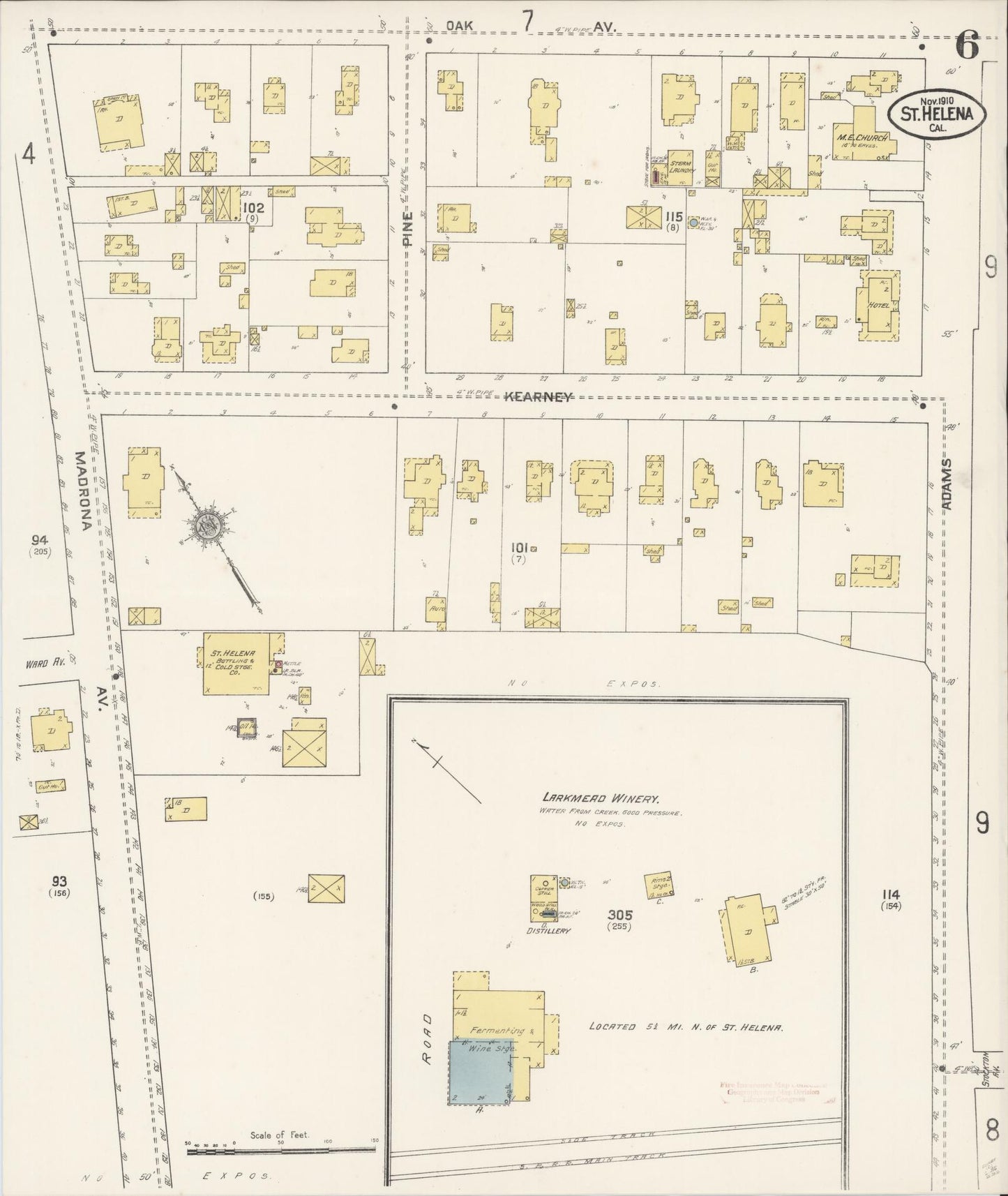 Sanborn Fire Insurance Map from Saint Helena, Napa County, California (1910), Sheet #0006 - Complete Map Set gallery image, historic Sanborn map, vintage wall art, California California