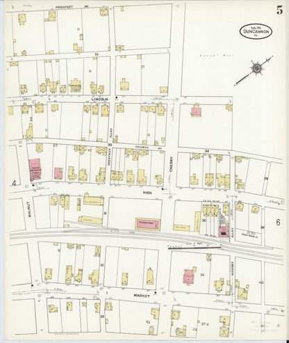 Sanborn Fire Insurance Map from Duncannon, Perry County, Pennsylvania (1911), Sheet #0005 - Complete Map Set gallery image, historic Sanborn map, vintage wall art, Pennsylvania Pennsylvania