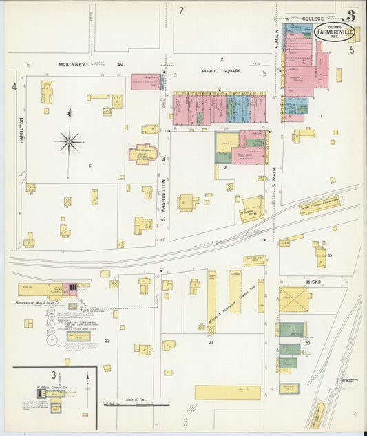 Sanborn Fire Insurance Map from Farmersville, Collin County, Texas (1908), Sheet #0003 - Historic Sanborn Fire Insurance Map Print, vintage old map wall art, antique decor, genealogy gift, Texas Texas map