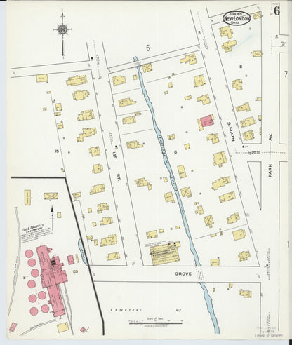 Sanborn Fire Insurance Map from New London, Huron County, Ohio (1921), Sheet #0006 - Historic Sanborn Fire Insurance Map Print, vintage old map wall art, antique decor, genealogy gift, Ohio Ohio map