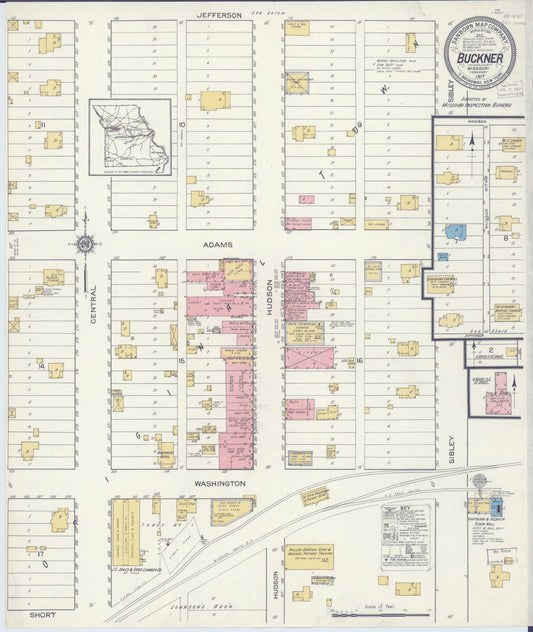 Sanborn Fire Insurance Map from Buckner, Jackson County, Missouri (1917), Sheet #0001 - Historic Sanborn Fire Insurance Map Print, vintage old map wall art, antique decor, genealogy gift, Missouri Missouri map