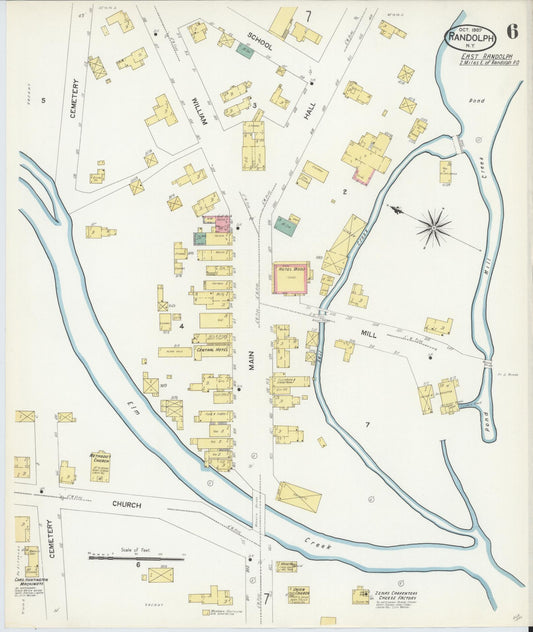 Sanborn Fire Insurance Map from Randolph, Cattaraugus County, New York (1907), Sheet #0006 - Historic Sanborn Fire Insurance Map Print, vintage old map wall art, antique decor, genealogy gift, New York New York map