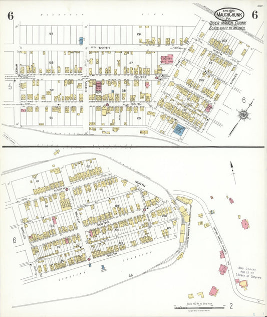 Sanborn Fire Insurance Map from Mauch Chunk, Carbon County, Pennsylvania (1923), Sheet #0006 - Historic Sanborn Fire Insurance Map Print, vintage old map wall art, antique decor, genealogy gift, Pennsylvania Pennsylvania map