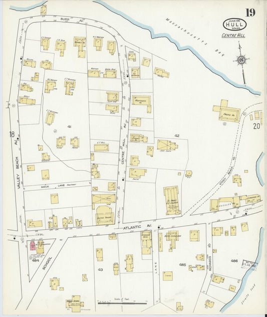 Sanborn Fire Insurance Map from Hull, Plymouth County, Massachusetts (1916), Sheet #0019 - Historic Sanborn Fire Insurance Map Print, vintage old map wall art, antique decor, genealogy gift, Massachusetts Massachusetts map