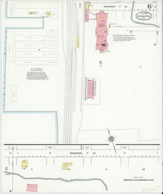 Sanborn Fire Insurance Map from Irvington, Westchester County, New York (1912), Sheet #0006 - Historic Sanborn Fire Insurance Map Print, vintage old map wall art, antique decor, genealogy gift, New York New York map