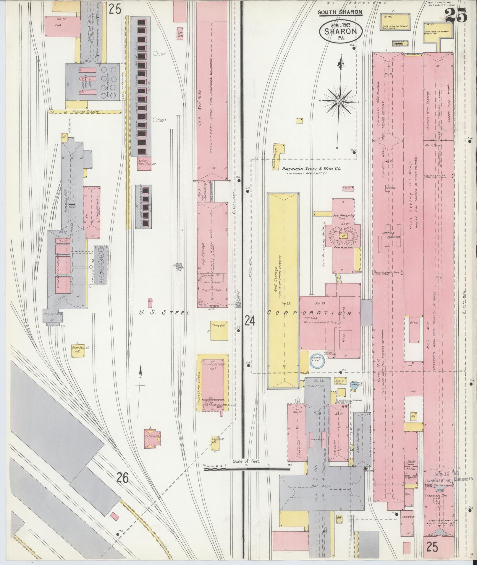 Sanborn Fire Insurance Map from Sharon, Mercer County, Pennsylvania. (1903), Sheet 25 – Historic Sanborn Fire Insurance Map Print