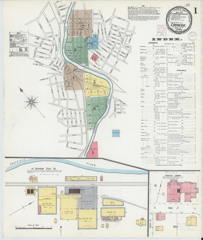 Sanborn Fire Insurance Map from Carnegie, Allegheny County, Pennsylvania (1901), Sheet #0001 - Complete Map Set gallery image, historic Sanborn map, vintage wall art, Pennsylvania Pennsylvania