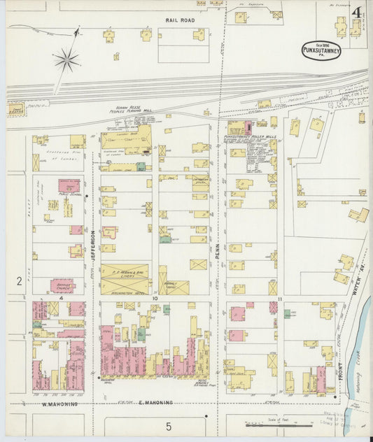 Sanborn Fire Insurance Map from Punxsutawney, Jefferson County, Pennsylvania (1896), Sheet #0004 - Historic Sanborn Fire Insurance Map Print, vintage old map wall art, antique decor, genealogy gift, Pennsylvania Pennsylvania map