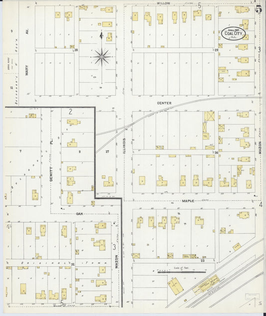 Sanborn Fire Insurance Map from Coal City, Grundy County, Illinois (1907), Sheet #0005 - Historic Sanborn Fire Insurance Map Print, vintage old map wall art, antique decor, genealogy gift, Illinois Illinois map