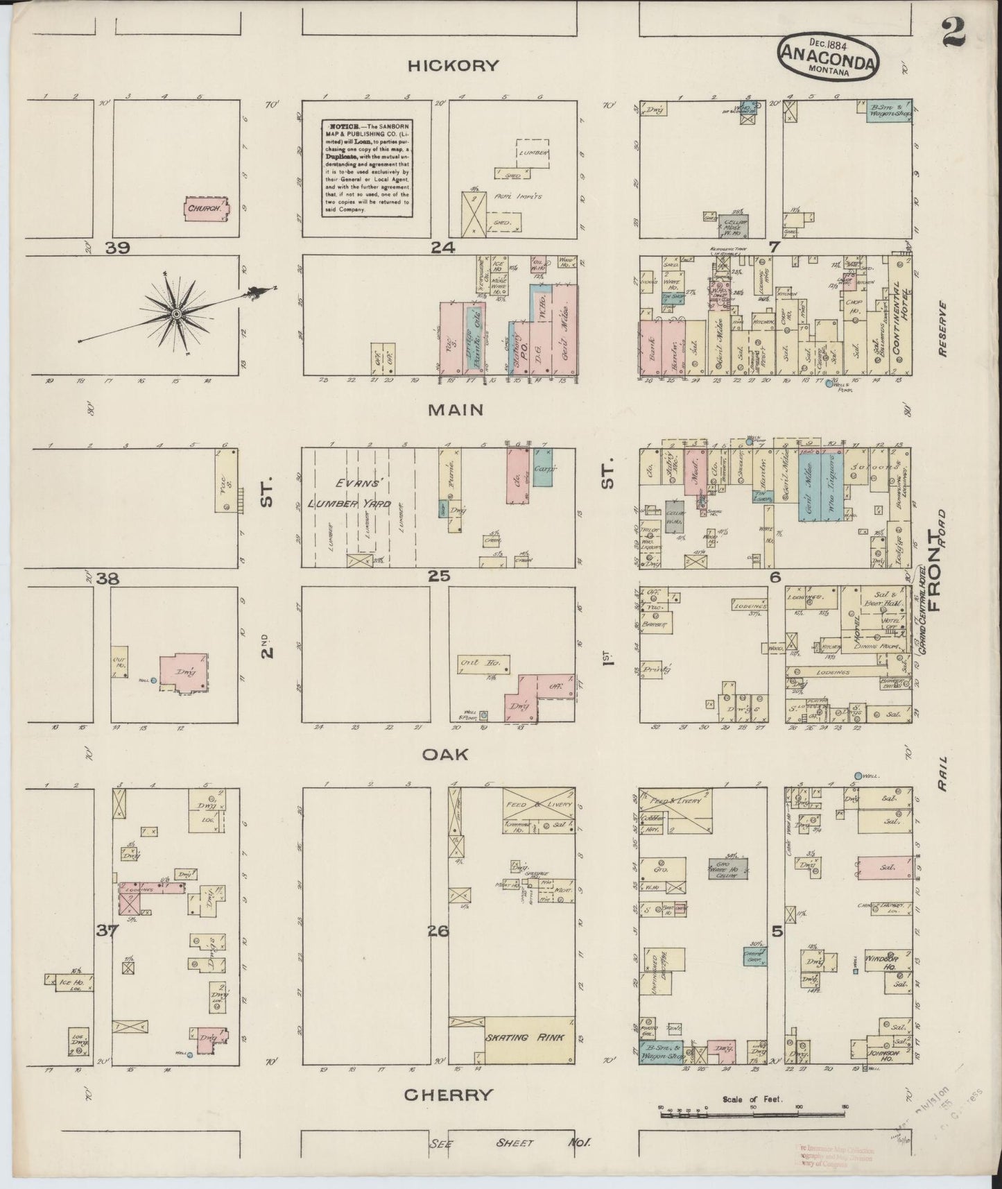 Sanborn Fire Insurance Map from Anaconda, Deer Lodge County, Montana (1884), Sheet #0002 - Historic Sanborn Fire Insurance Map Print, vintage old map wall art, antique decor, genealogy gift, Montana Montana map