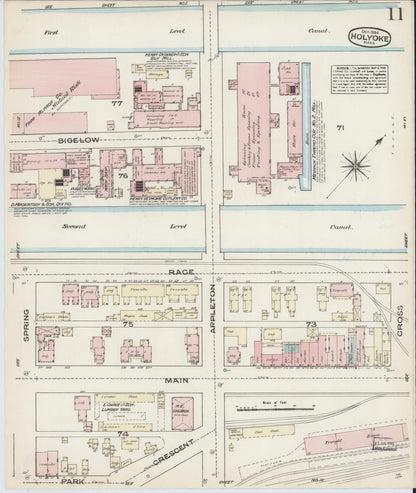 Sanborn Fire Insurance Map from Holyoke, Hampden County, Massachusetts (1884), Sheet #0011 - Complete Map Set gallery image, historic Sanborn map, vintage wall art, Massachusetts Massachusetts