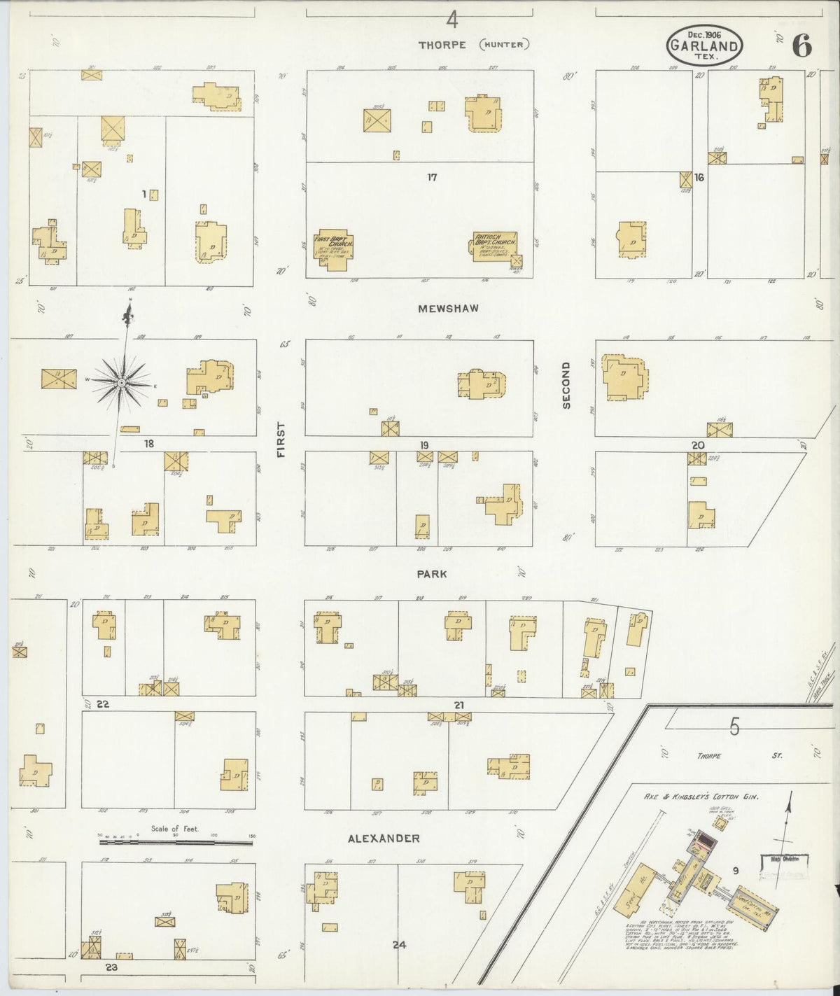 Sanborn Fire Insurance Map from Garland, Dallas County, Texas (1906), Sheet #0006 - Complete Map Set gallery image, historic Sanborn map, vintage wall art, Texas Texas