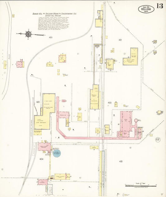 Sanborn Fire Insurance Map from Kellogg, Shoshone County, Idaho (1918), Sheet #0013 - Historic Sanborn Fire Insurance Map Print, vintage old map wall art, antique decor, genealogy gift, Idaho Idaho map
