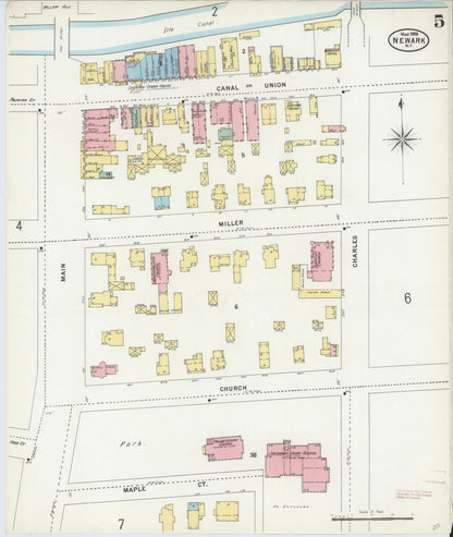 Sanborn Fire Insurance Map from Newark, Wayne County, New York (1898), Sheet #0005 - Historic Sanborn Fire Insurance Map Print, vintage old map wall art, antique decor, genealogy gift, New York New York map