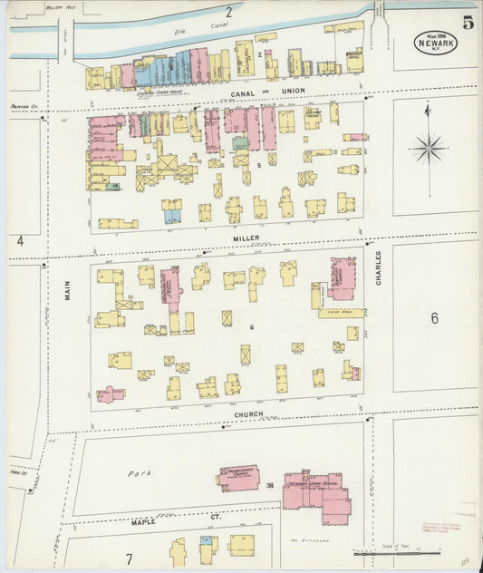 Sanborn Fire Insurance Map from Newark, Wayne County, New York (1898), Sheet #0005 - Historic Sanborn Fire Insurance Map Print, vintage old map wall art, antique decor, genealogy gift, New York New York map