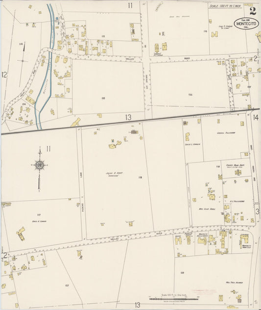 Sanborn Fire Insurance Map from Montecito, Santa Barbara County, California (1918), Sheet #0002 - Historic Sanborn Fire Insurance Map Print, vintage old map wall art, antique decor, genealogy gift, California California map