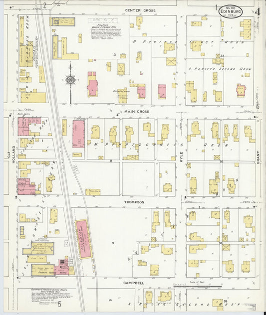 Sanborn Fire Insurance Map from Edinburg, Johnson And Bartholomew Counties, Indiana (1910), Sheet #0004 - Historic Sanborn Fire Insurance Map Print, vintage old map wall art, antique decor, genealogy gift, Indiana Indiana map