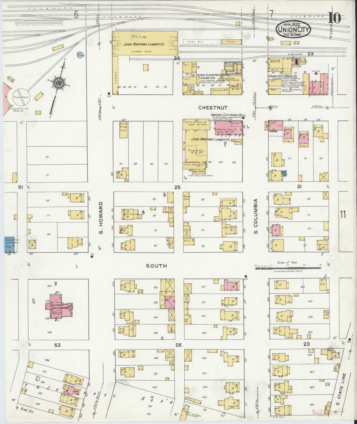 Sanborn Fire Insurance Map from Union City, Randolph County, Indiana (1920), Sheet #0010 - Complete Map Set gallery image, historic Sanborn map, vintage wall art, Indiana Indiana