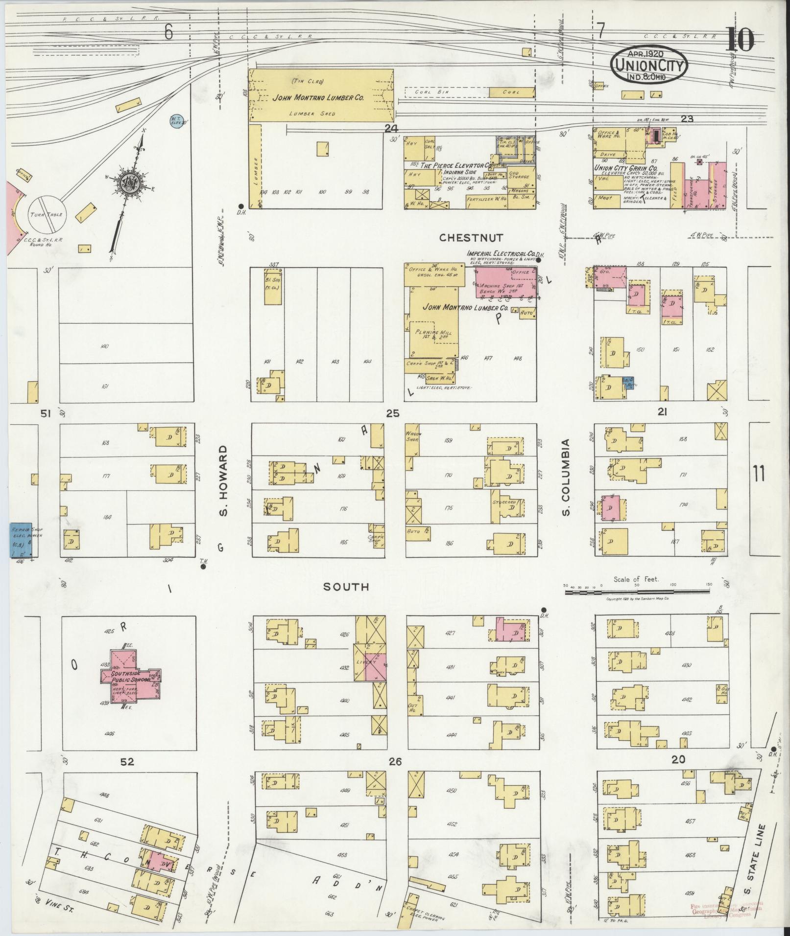 Sanborn Fire Insurance Map from Union City, Randolph County, Indiana (1920), Sheet #0010 - Complete Map Set gallery image, historic Sanborn map, vintage wall art, Indiana Indiana