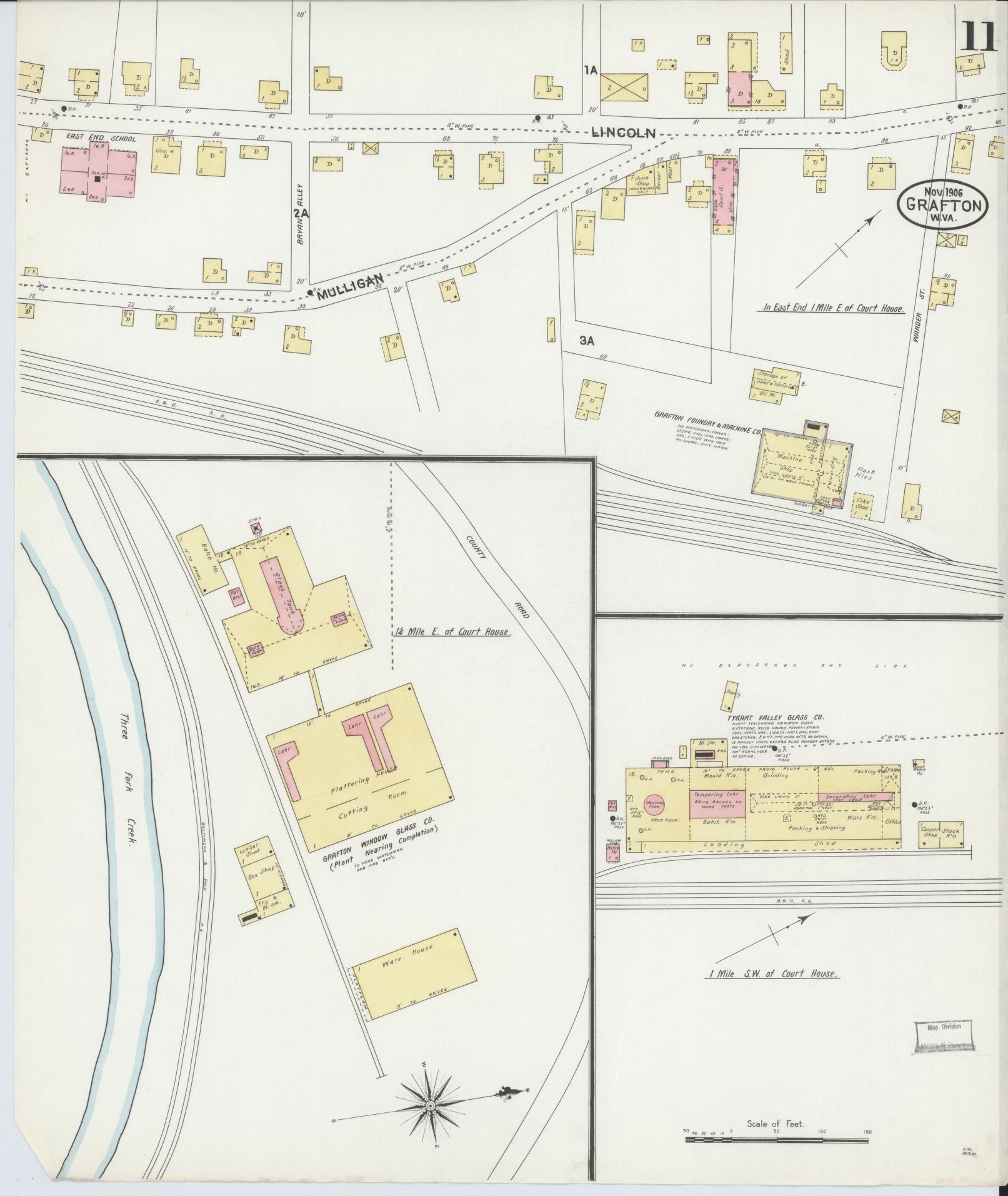 Sanborn Fire Insurance Map from Grafton, Taylor County, West Virginia (1906), Sheet #0011 - Complete Map Set gallery image, historic Sanborn map, vintage wall art, West Virginia West Virginia