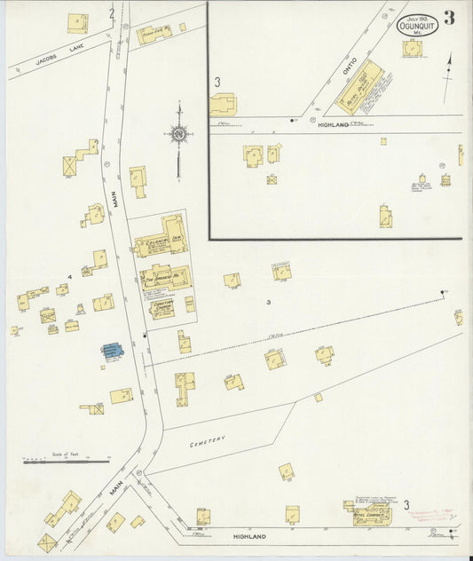 Sanborn Fire Insurance Map from Ogunquit, York County, Maine (1913), Sheet #0003 - Historic Sanborn Fire Insurance Map Print, vintage old map wall art, antique decor, genealogy gift, Maine Maine map