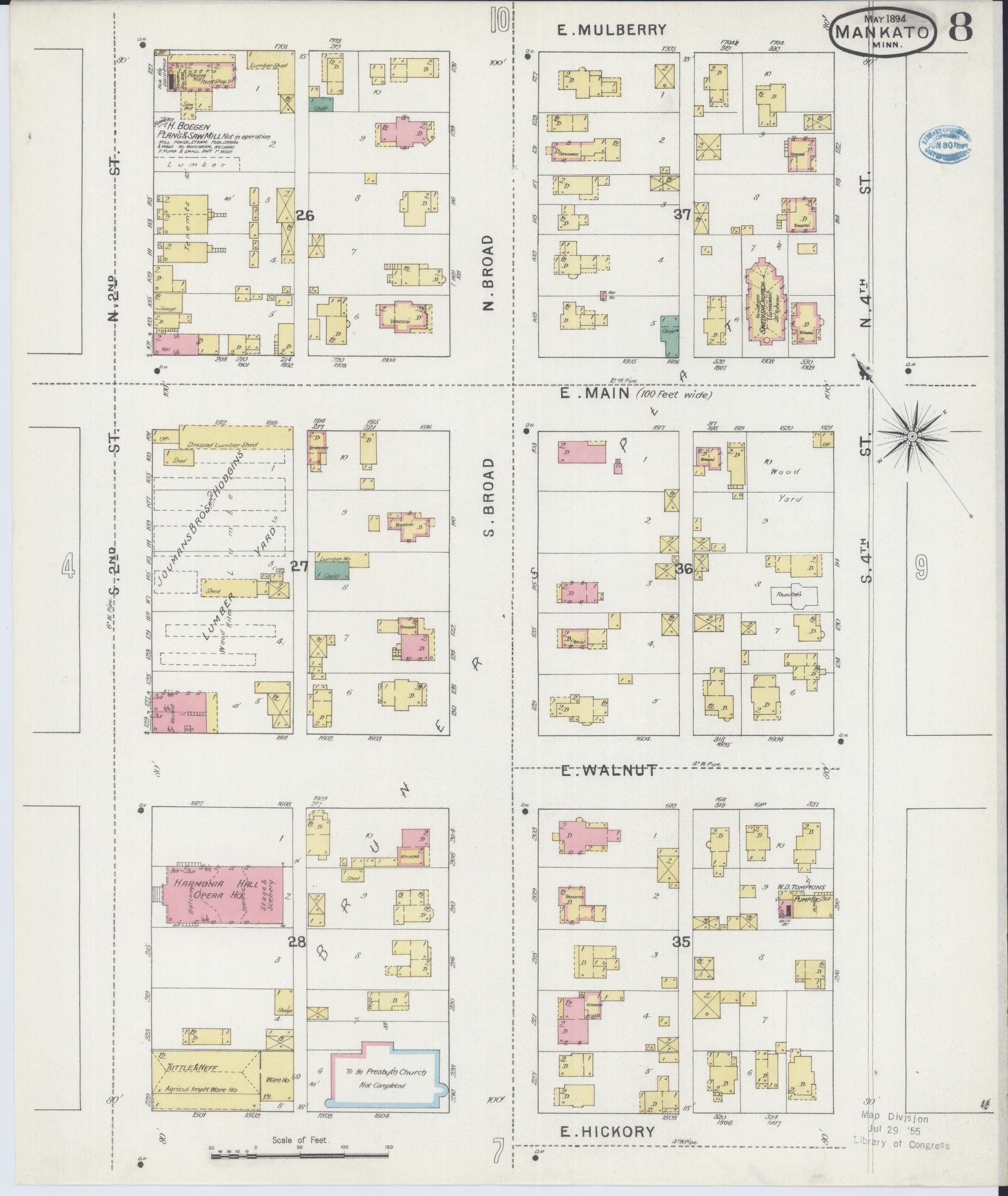 Sanborn Fire Insurance Map from Mankato, Blue Earth County, Minnesota (1894), Sheet #0008 - Complete Map Set gallery image, historic Sanborn map, vintage wall art, Minnesota Minnesota