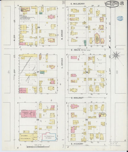 Sanborn Fire Insurance Map from Mankato, Blue Earth County, Minnesota (1894), Sheet #0008 - Complete Map Set gallery image, historic Sanborn map, vintage wall art, Minnesota Minnesota